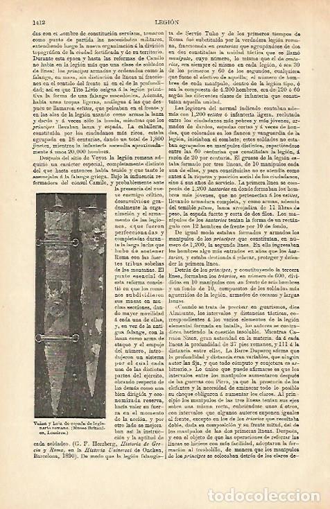 Otros art&iacute;culos de coleccionismo en papel: LAMINA ESPASA 26498: Vaina y espada de legionario romano - Varios