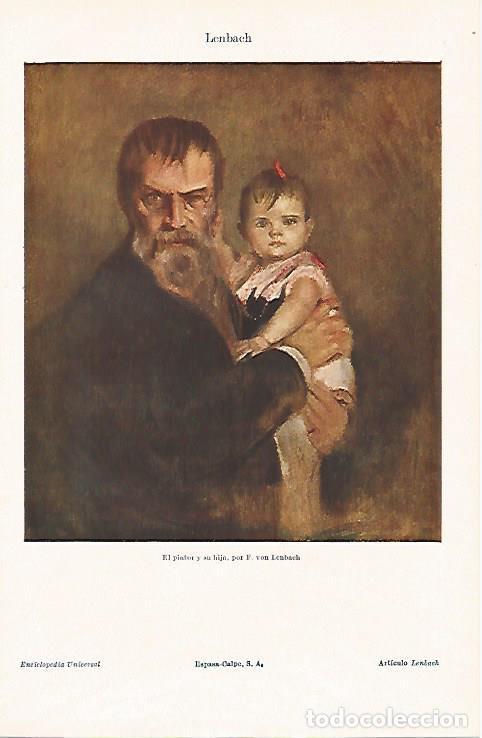 Otros art&iacute;culos de coleccionismo en papel: LAMINA ESPASA 26528: El pintor y su hija por F. von Lenbach - Varios