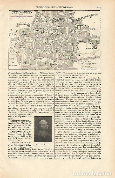 Otros art&iacute;culos de coleccionismo en papel: LAMINA ESPASA 26495: Plano de Leeuwarden Holanda - Varios