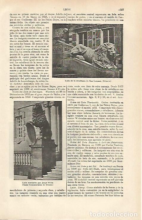 Otros art&iacute;culos de coleccionismo en papel: LAMINA ESPASA 26538: Leon de la escalinata de San Lorenzo en Genova - Varios
