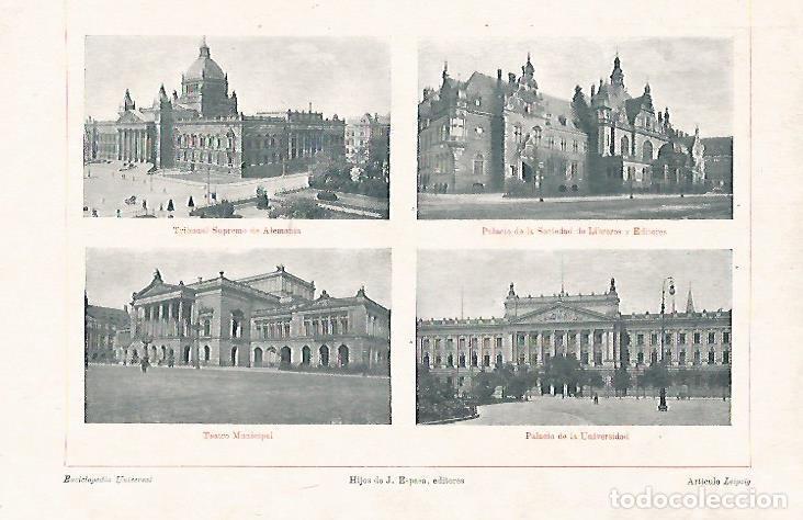 Otros art&iacute;culos de coleccionismo en papel: LAMINA ESPASA 26510: Tribunal Supremo de Alemania Palacio de la Sociedad de Libreros y Teatro de Lei