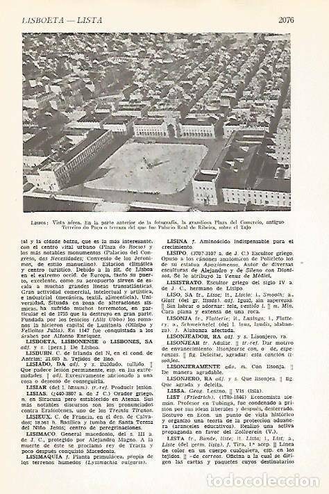 Collectionnisme Papier divers: LAMINA VOX 16865: Vista aerea de Lisboa - Varios