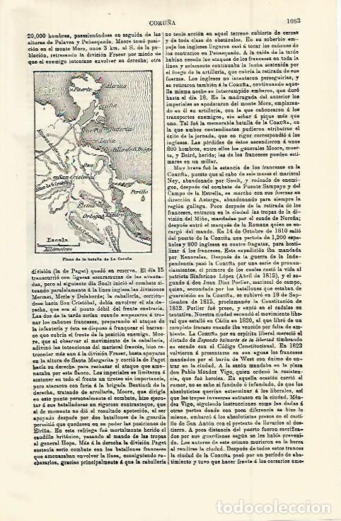 Otros art&iacute;culos de coleccionismo en papel: LAMINA ESPASA 15087:Plano de la Batalla de la Coru&ntilde;a - Varios