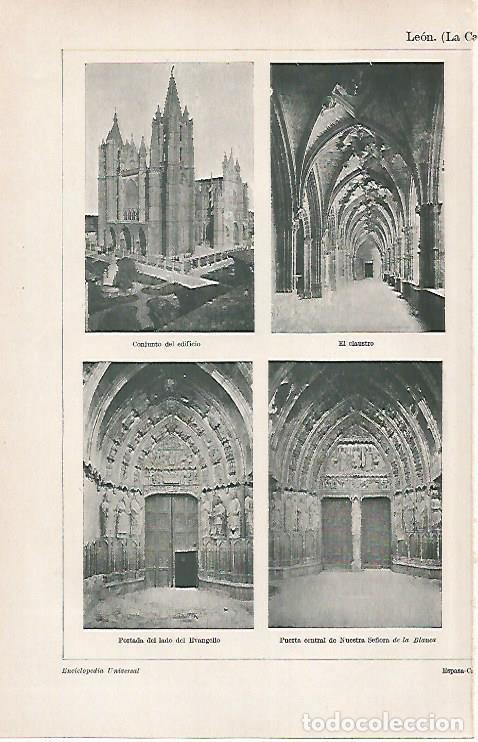 Otros art&iacute;culos de coleccionismo en papel: LAMINA ESPASA 26556: Vistas de la Catedral de Leon - Varios