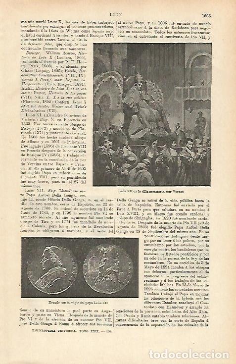 Otros art&iacute;culos de coleccionismo en papel: LAMINA ESPASA 26561: Leon XII en la silla gestatoria por Vernet - Varios