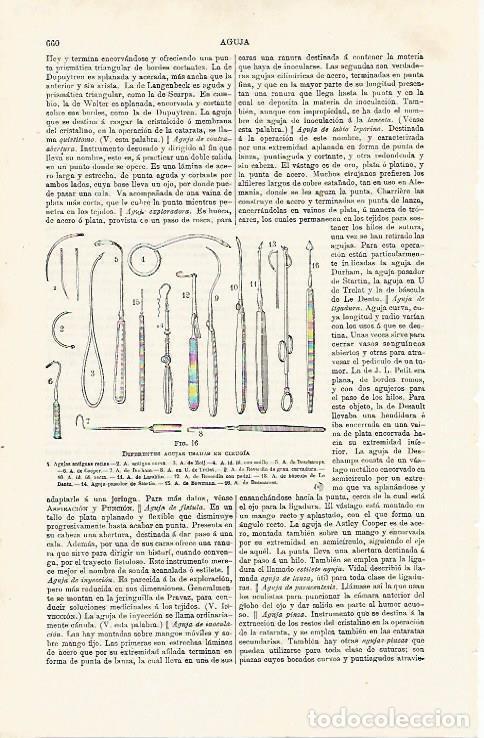 Otros art&iacute;culos de coleccionismo en papel: LAMINA ESPASA 15456: Agujas usadas en cirugia - Varios