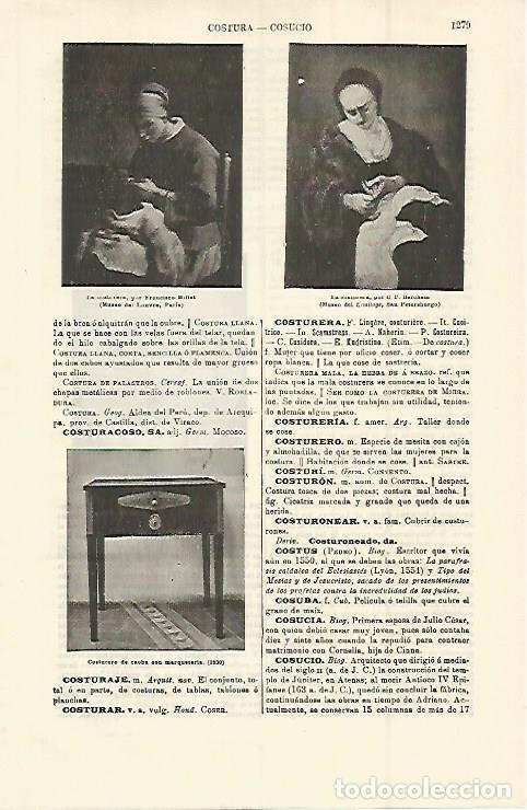 Otros art&iacute;culos de coleccionismo en papel: LAMINA ESPASA 15115: Costurero de caoba con marqueteria de 1830 - Varios
