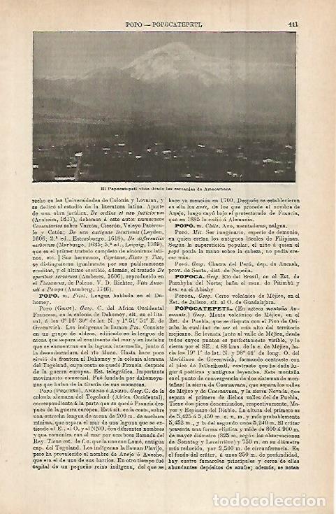 Otros art&iacute;culos de coleccionismo en papel: LAMINA ESPASA 15257: El Popocatepetl - Varios