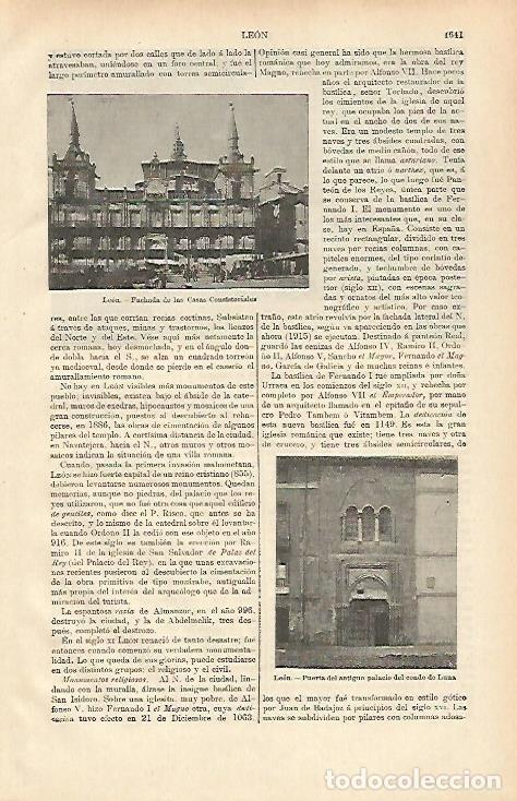 Otros art&iacute;culos de coleccionismo en papel: LAMINA ESPASA 26548: Ayuntamiento y Palacio del Conde de Luna en Leon - Varios