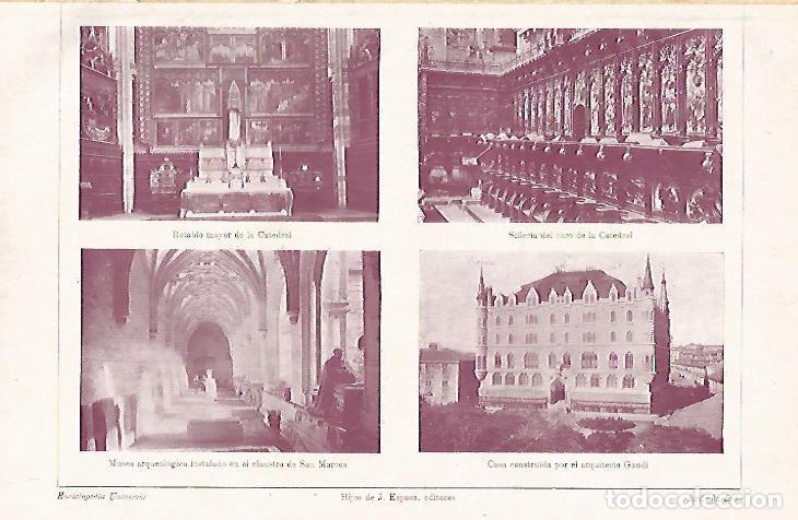 Otros art&iacute;culos de coleccionismo en papel: LAMINA ESPASA 26553: Retablo y Silleria de la Catedral y Casa de Gaudi en Leon - Varios