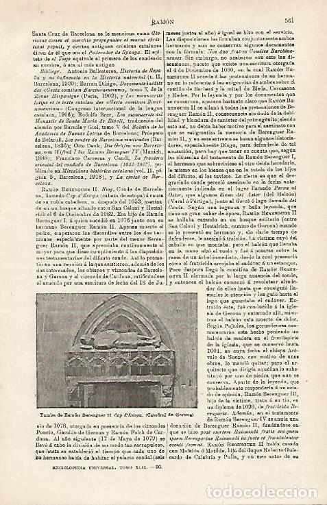 Otros art&iacute;culos de coleccionismo en papel: LAMINA ESPASA 15940: Tumba de Ramon Berenguer II en la catedral de Girona - Varios