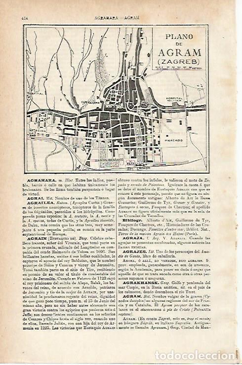 Otros art&iacute;culos de coleccionismo en papel: LAMINA ESPASA 15400: Plano de Agrem Zagreb - Varios