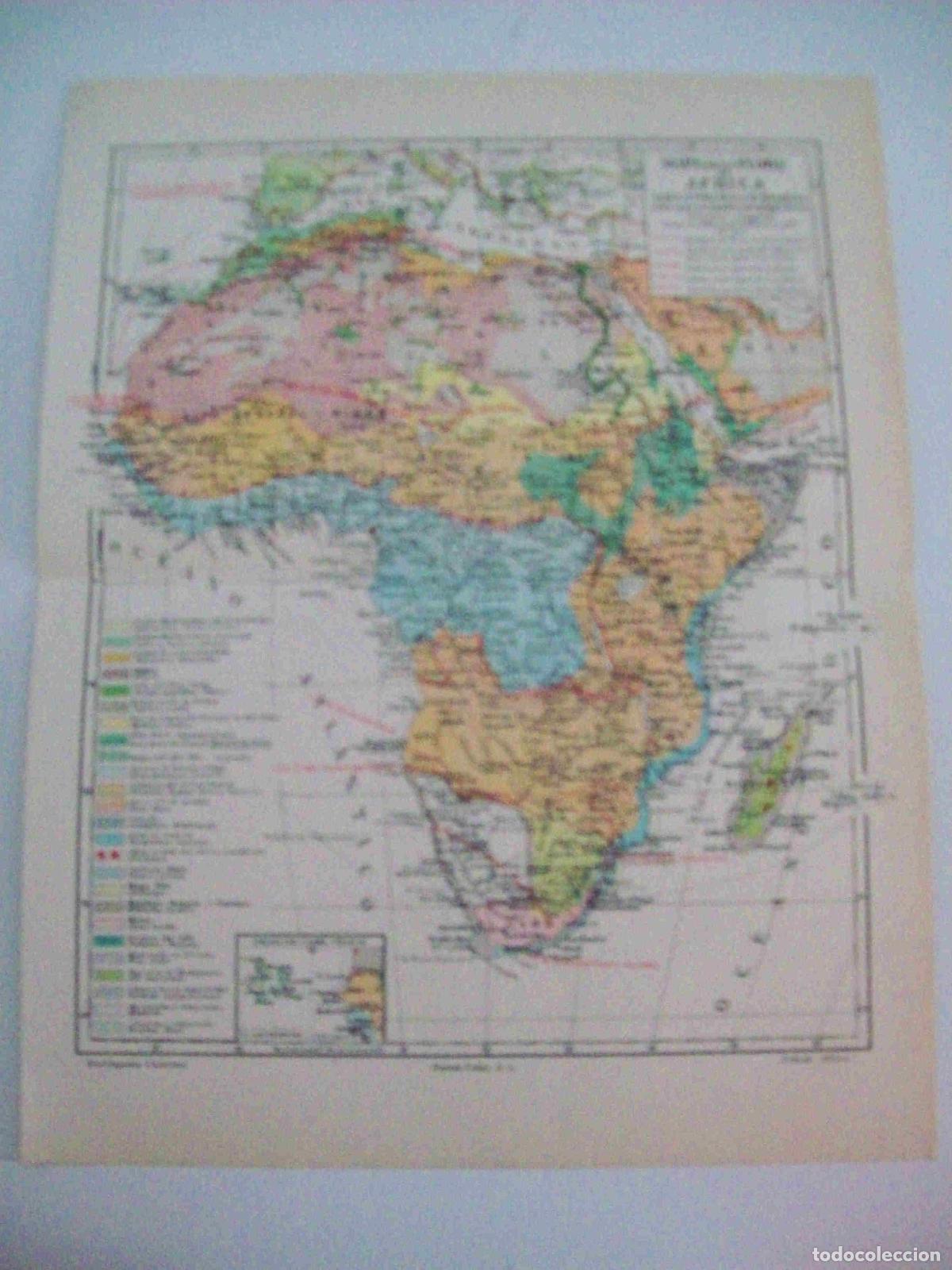 Otros art&iacute;culos de coleccionismo en papel: LAMINA ESPASA 15362: Mapa de la flora de Africa - Varios
