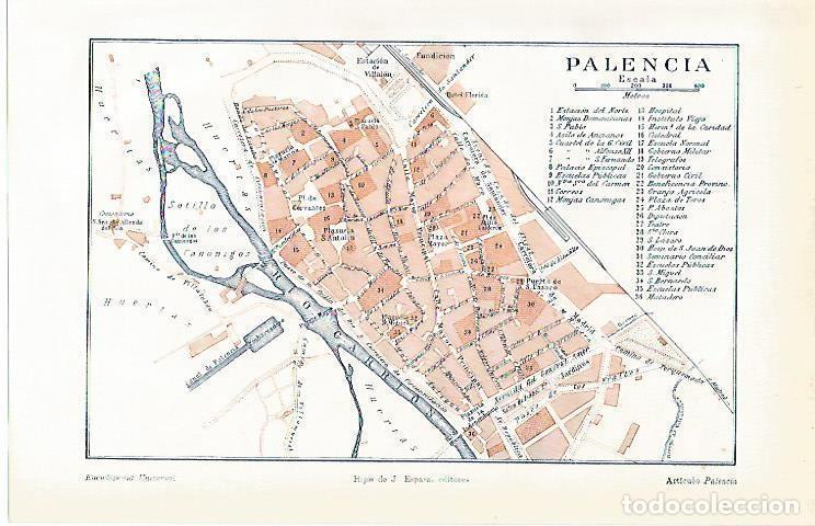 Otros art&iacute;culos de coleccionismo en papel: LAMINA ESPASA 1523: Plano de Palencia - Varios Autores