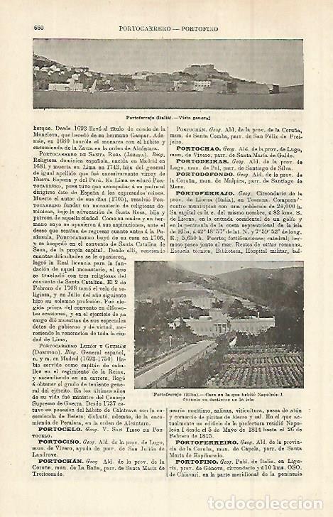 Otros art&iacute;culos de coleccionismo en papel: LAMINA ESPASA 15310: Vista de Portoferrajo Italia - Varios