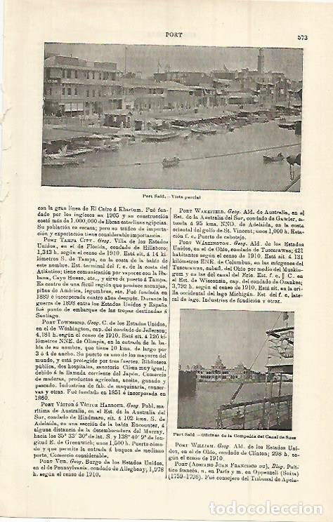 Otros art&iacute;culos de coleccionismo en papel: LAMINA ESPASA 15285: Vista de Port Said - Varios