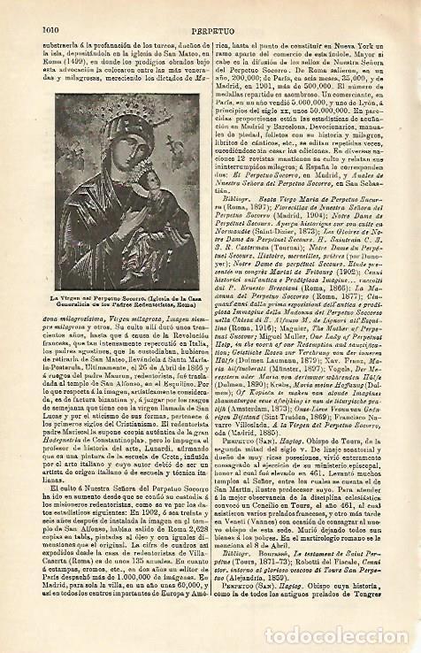 Otros art&iacute;culos de coleccionismo en papel: LAMINA ESPASA 15773: Virgen del Perpetuo Socorro - Varios