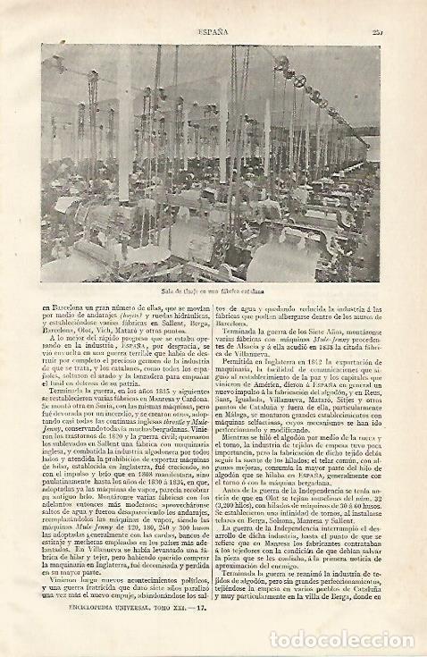 Otros art&iacute;culos de coleccionismo en papel: LAMINA ESPASA 15598: Sala de tisaje de una fabrica catalana - Varios