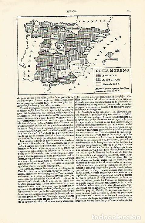 Otros art&iacute;culos de coleccionismo en papel: LAMINA ESPASA 15642: Cutis moreno en Espa&ntilde;a - Varios