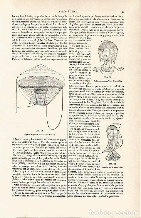 Otros art&iacute;culos de coleccionismo en papel: LAMINA ESPASA 15340: Globo de remos de velas y proyecto Meusnier - Varios