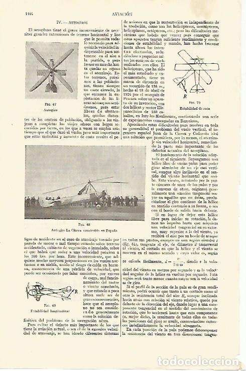 Otros art&iacute;culos de coleccionismo en papel: LAMINA ESPASA 10923: Autogiro La Cierva - Varios