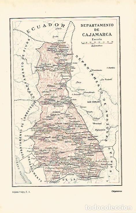 Otros art&iacute;culos de coleccionismo en papel: LAMINA ESPASA 14680: Mapa del departamento de Cajamarca Peru - Varios