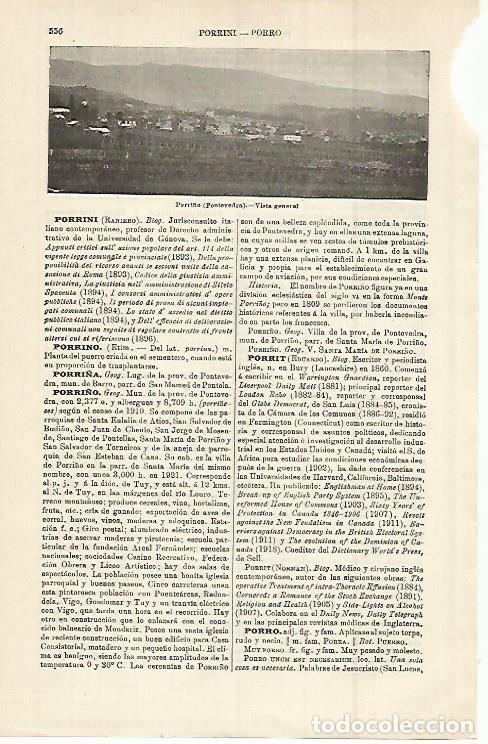 Otros art&iacute;culos de coleccionismo en papel: LAMINA ESPASA 15280: Vista de Porri&ntilde;o Pontevedra - Varios