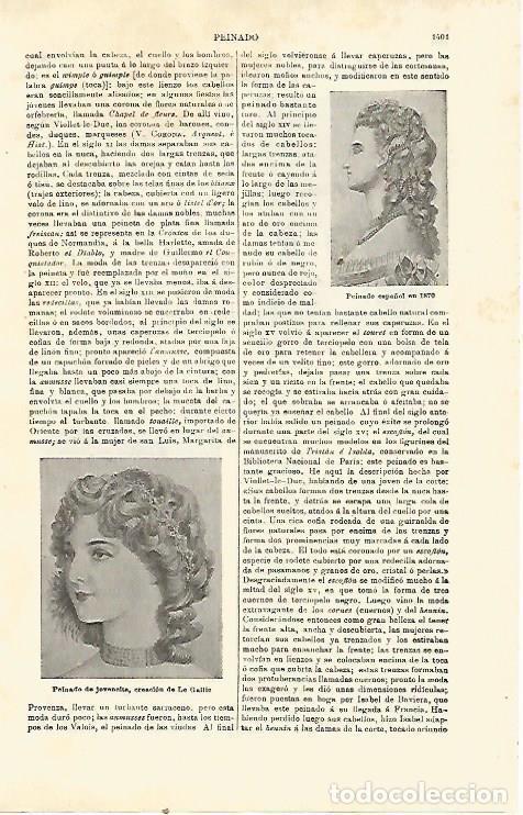 Otros art&iacute;culos de coleccionismo en papel: LAMINA ESPASA 23920: Peinado espa&ntilde;ol de 1870 - Varios