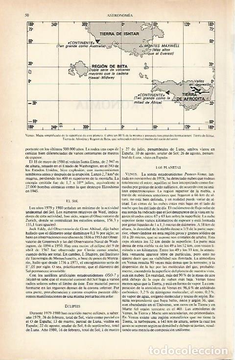 Otros art&iacute;culos de coleccionismo en papel: LAMINA ESPASA 26583: Mapa simplificado del planeta Venus - Varios