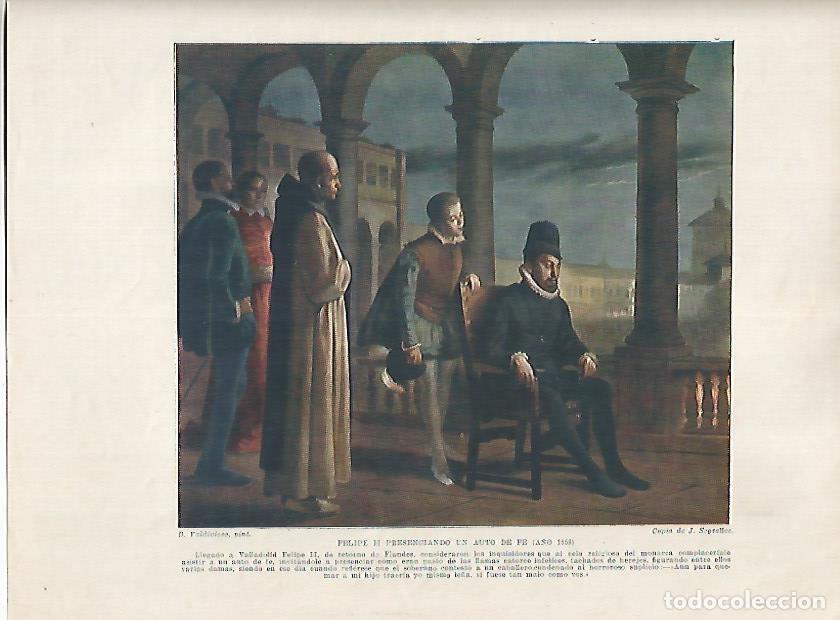 Otros art&iacute;culos de coleccionismo en papel: LAMINA 18026: Felipe II en un auto de fe - Manuel Rodriguez Codola y Miguel S. Oliver
