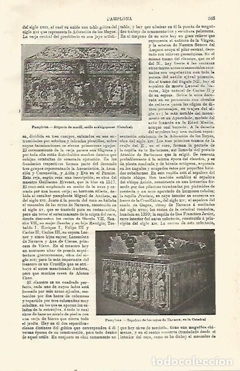 Otros art&iacute;culos de coleccionismo en papel: LAMINA ESPASA 23517: Sepulcro de los reyes de Navarra en la Catedral de Pamplona - Varios