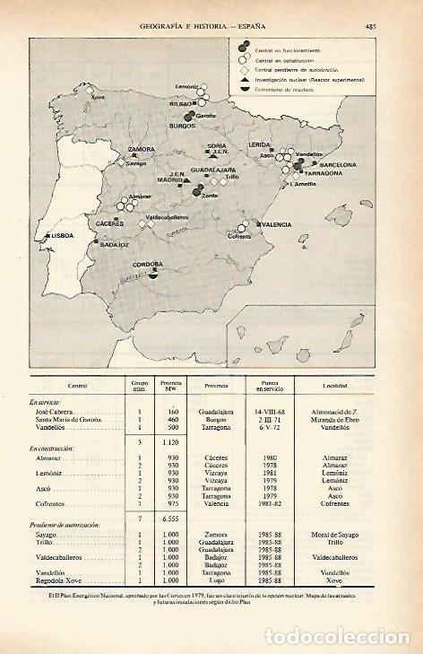 Otros art&iacute;culos de coleccionismo en papel: LAMINA ESPASA 26630: Mapa del Plan Energetico Nacional aprobado en 1979 - Varios
