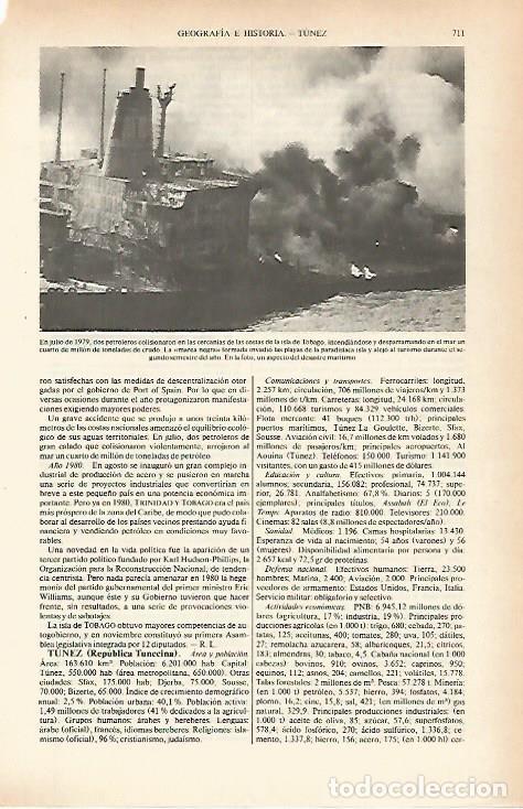Otros art&iacute;culos de coleccionismo en papel: LAMINA ESPASA 26665: Colision de petroleros en la isla de Tobago en 1979 - Varios