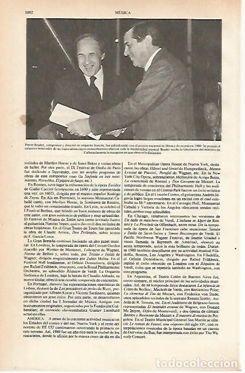 Otros art&iacute;culos de coleccionismo en papel: LAMINA ESPASA 26691: Entrega del premio nacional de Musica de Francia a Pierre Boulez - Varios