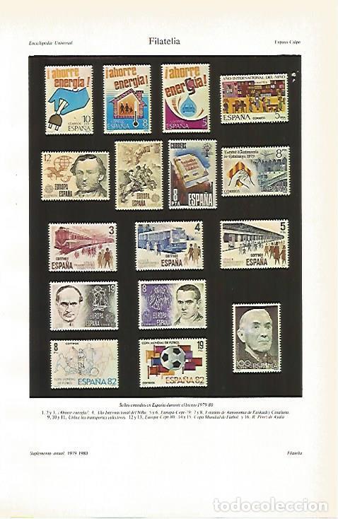 Otros art&iacute;culos de coleccionismo en papel: LAMINA ESPASA 26611: Sellos de Espa&ntilde;a emitidos entre 1979-1980 - Varios