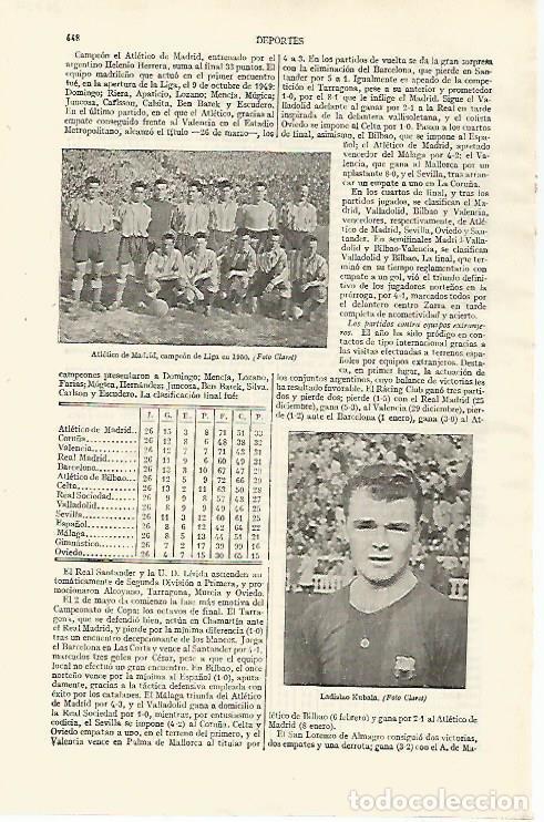 Otros art&iacute;culos de coleccionismo en papel: LAMINA ESPASA 26729: Atletico de Madrid campeon de Liga 1950 y Kubala - Varios
