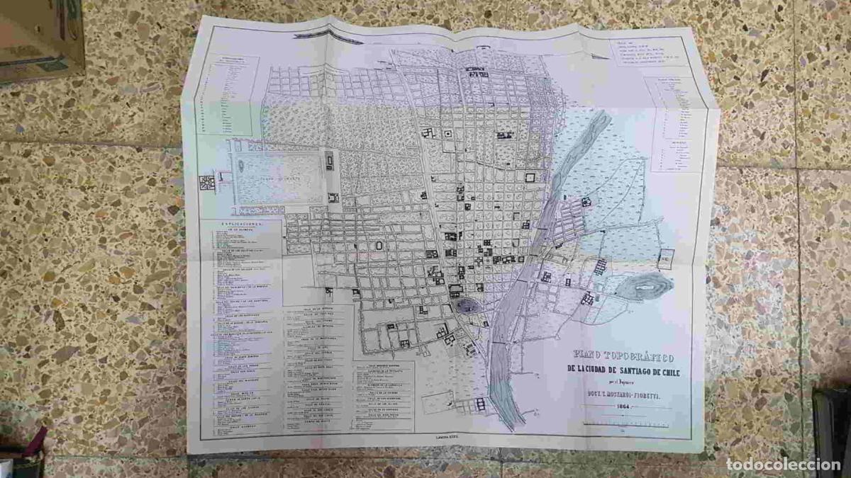 Otros art&iacute;culos de coleccionismo en papel: Lamina de Chile (num C15): Plano toprografico de la Ciudad de Santiago de Chile por el ingeniero T.