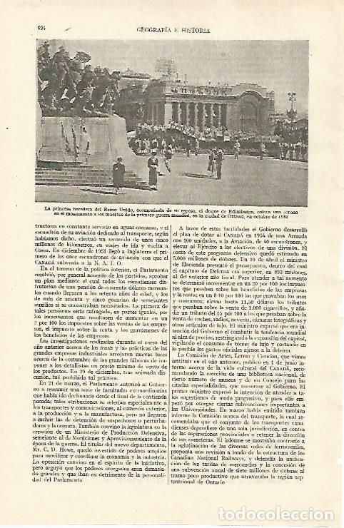 Otros art&iacute;culos de coleccionismo en papel: LAMINA ESPASA 26765: Isabel II en Ottawa en 1951 - Varios