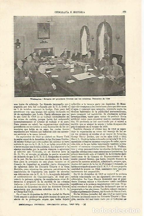 Otros art&iacute;culos de coleccionismo en papel: LAMINA ESPASA 26781: Reunion del presidente Truman con sus ministros en 1949 - Varios
