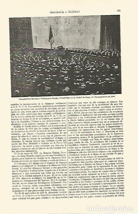 Otros art&iacute;culos de coleccionismo en papel: LAMINA ESPASA 26756: Inauguracion del Parlamento de Alemania en 1949 - Varios