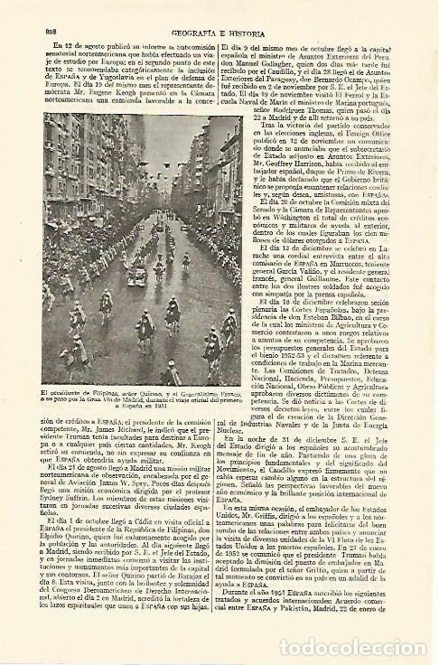 Otros art&iacute;culos de coleccionismo en papel: LAMINA ESPASA 26778: El presidente de Filipinas y Franco en 1951 - Varios
