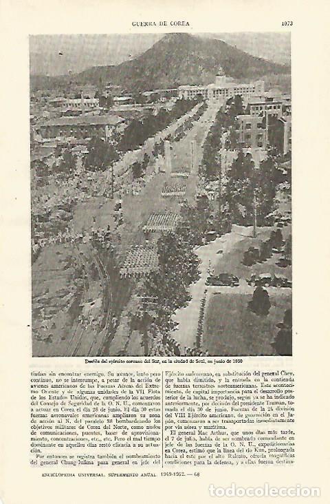 Otros art&iacute;culos de coleccionismo en papel: LAMINA ESPASA 26808: Desfile del ejercito de Corea del Sur en 1950 - Varios