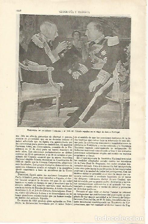 Otros art&iacute;culos de coleccionismo en papel: LAMINA ESPASA 26800: Franco y el presidente Carmona de Portugal - Varios