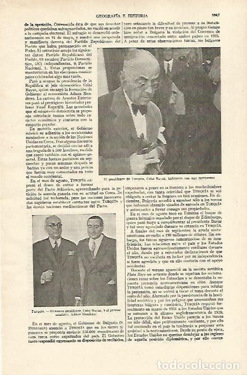 Otros art&iacute;culos de coleccionismo en papel: LAMINA ESPASA 26805: El presidente de Turquia C. Bayar - Varios