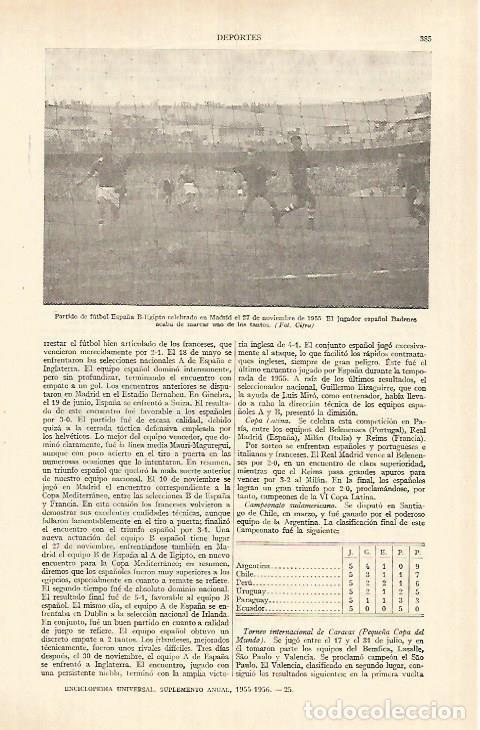 Otros art&iacute;culos de coleccionismo en papel: LAMINA ESPASA 26932: Partido de futbol Espa&ntilde;a - Egipto en 1955 - Varios
