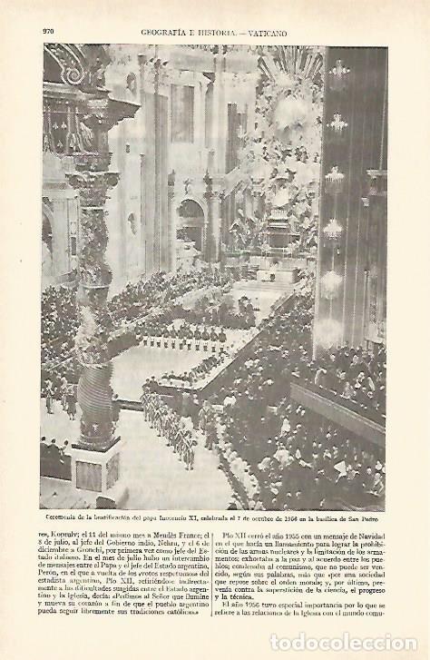 Otros art&iacute;culos de coleccionismo en papel: LAMINA ESPASA 27039: Beatificacion de Inocencio XI en 1956 - Varios