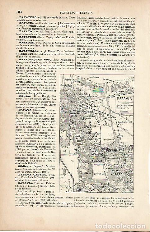 Otros art&iacute;culos de coleccionismo en papel: LAMINA ESPASA 9826: Plano de Batavia Malasia - Varios