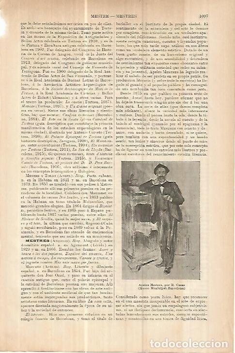Otros art&iacute;culos de coleccionismo en papel: LAMINA ESPASA 17873: Apeles Mestres por Ramon Casas - Varios