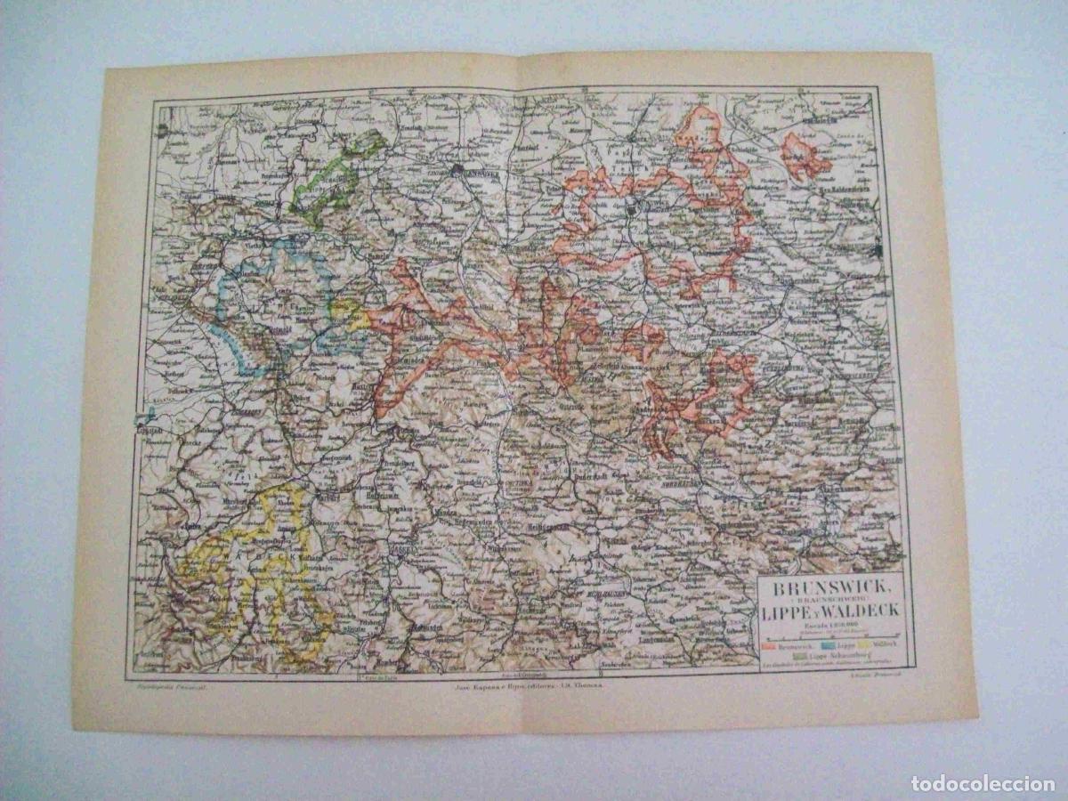 Otros art&iacute;culos de coleccionismo en papel: LAMINA ESPASA Alemania 11813: Mapa de Brunswick Alemania - Varios
