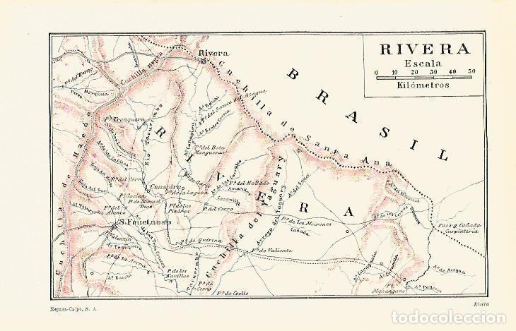 Otros art&iacute;culos de coleccionismo en papel: LAMINA ESPASA 13675: Mapa de Rivera Uruguay - Varios